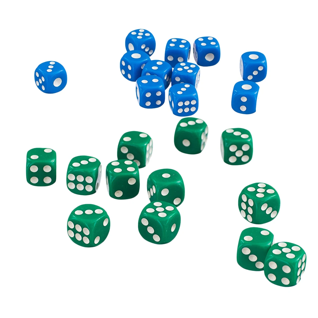 100x кости 6-кубика, чтобы играть в 1,2 см аксессуары настольных игр вечерние поставки-зеленый+ синий