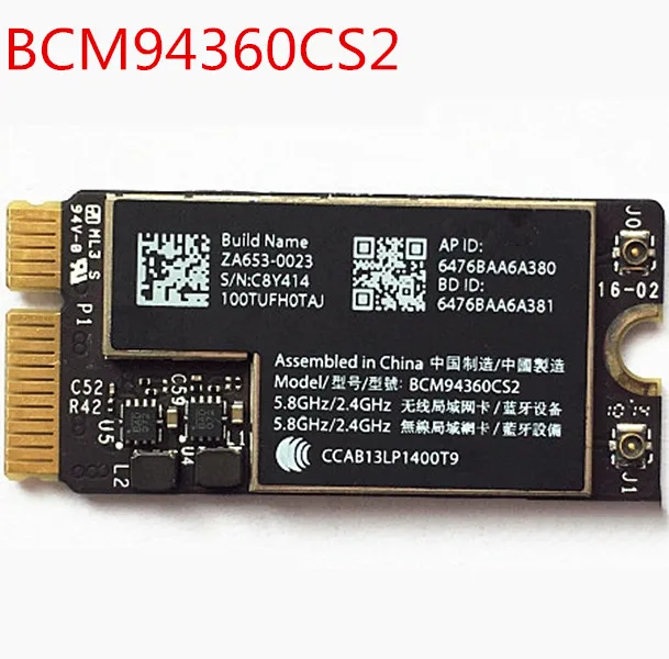 

BCM94360CS2 Wireless-AC WIFI Bluetooth BT 4.0 Airport 802.11ac Card For Macbook Air 11" A1465 13" A1466 2013 MD711LL/A MD760