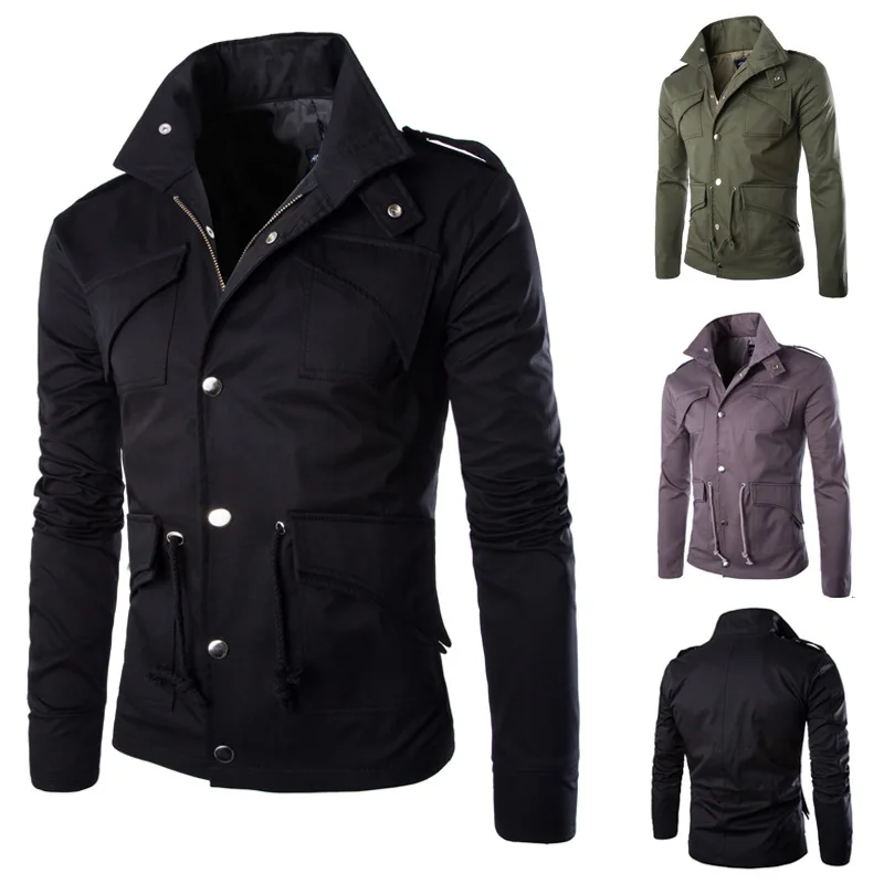 

2019 High Quality European Version of the Large Size MEN'S Jacket Multi-pockets England Jacket Y017