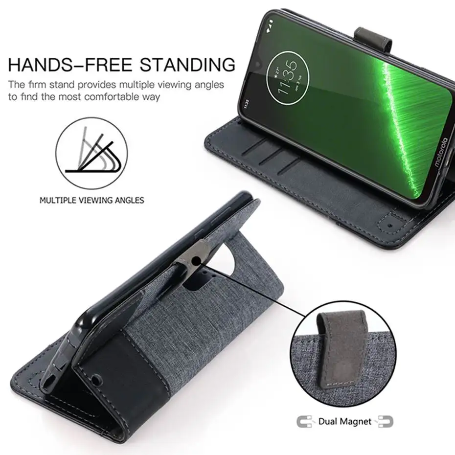 Джинсовый разноцветный кожаный чехол-книжка для Motorola Moto G7 G5 G5S G4 G6 Plus G7 POWER Wallet Cover для MOTO X4 Z3 Play ONE M Capa