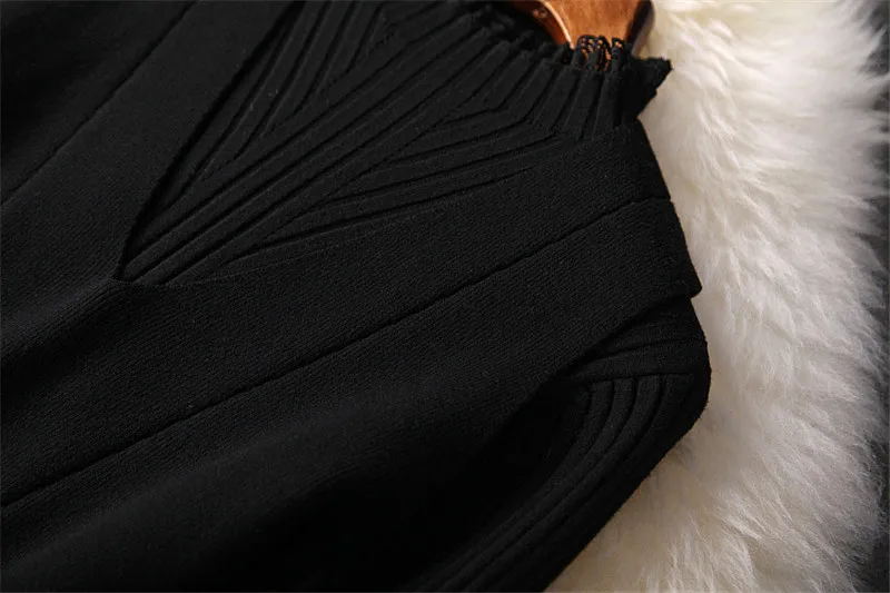 Новинка, женское модное платье на осень и зиму, Vestidos, длинный рукав, кружево, пэтчворк, вязаный жилет, топ+ платье-свитер, комплект из 2 предметов