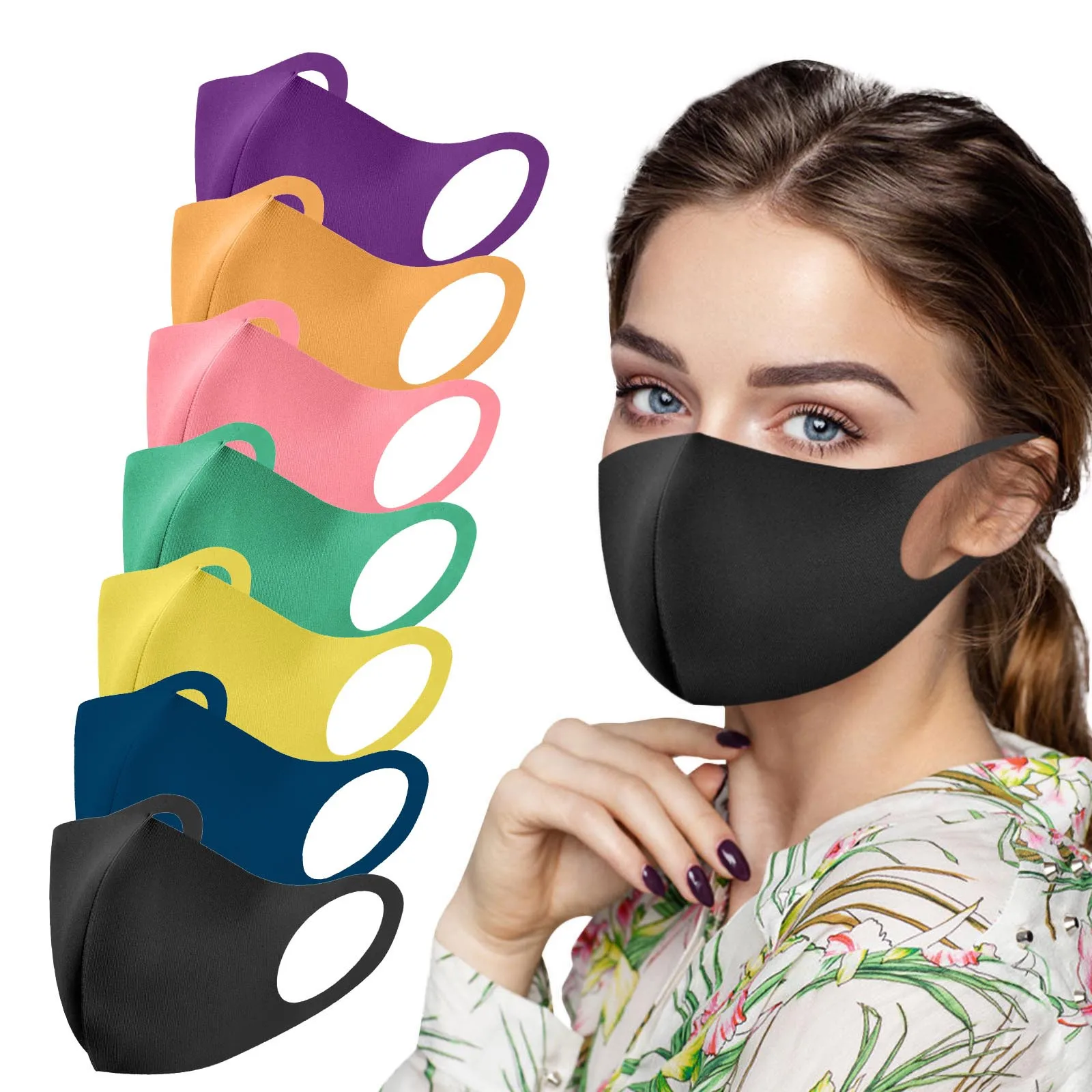 7pc Adult's Reusable Washable Air Purifying Pm2.5 Face Mask Carbon Filter Lay