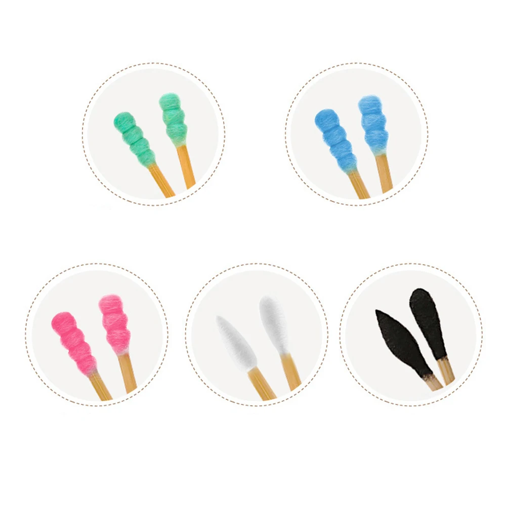 200pcs / box Swab Cotton Swabs Sticks Black Bamboo Soft Clean Ears Tools Double-headed with Swab case New