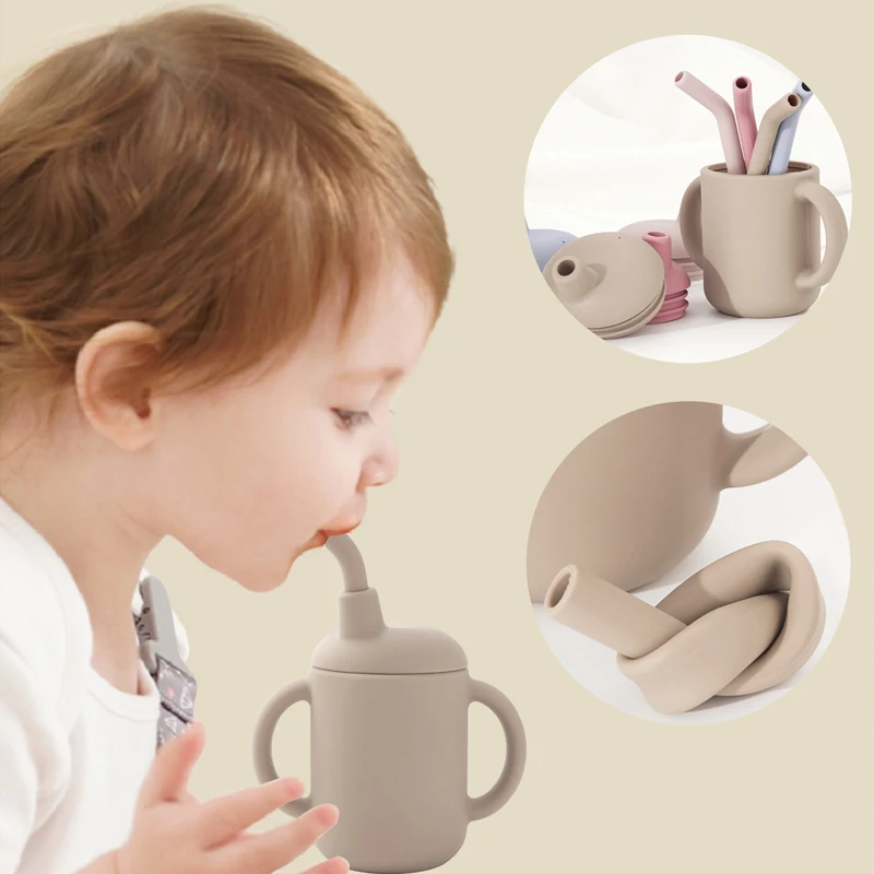 aprendendo drinkware alimentação líquida silicone copos sippy