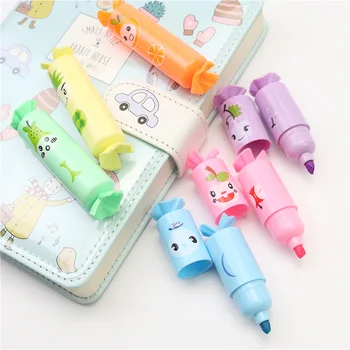 

Cute candy highlighter marker set Student diary log painting learning focus Line drawing Stationery prize