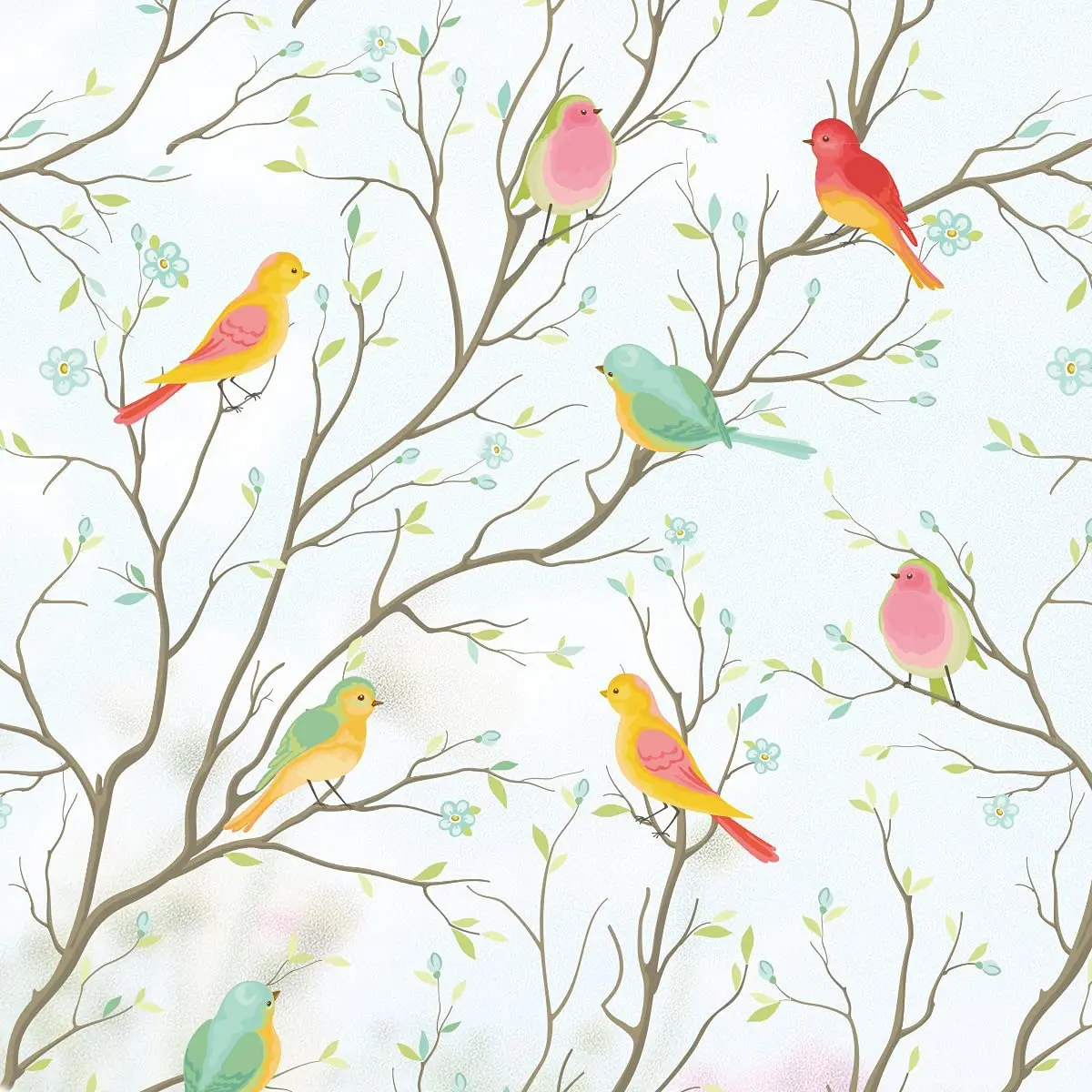 YaJing Privacy Window Film Non-Adhesive Frosted Bird Decorative Vinyl Glass Film Static Cling Stained Window Stickers for Home