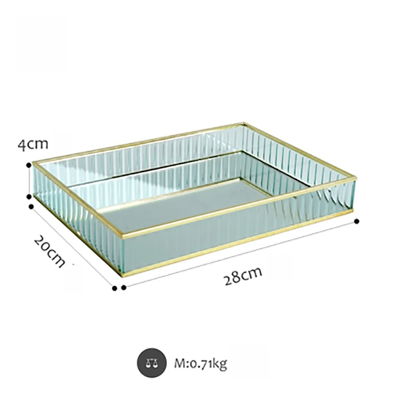 Стеклянный зеркальный поднос с металлическим краем для украшения красного вина, поднос для хранения тортов, инструменты для украшения дома