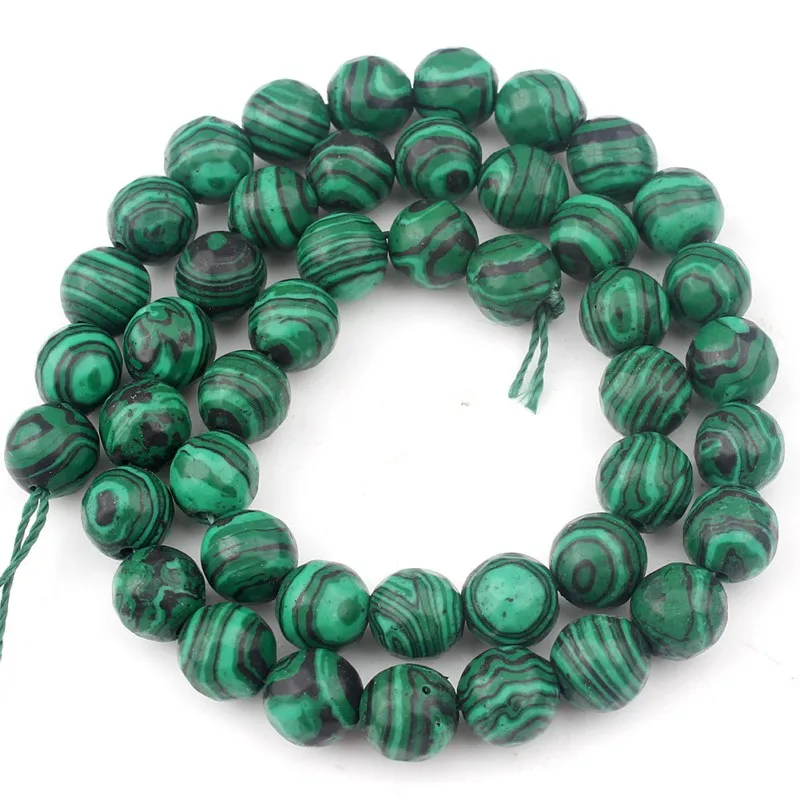 Faceted Doğal Yeşil Malakit Yuvarlak Gevşek Taş Boncuk Takı Yapımı Için DIY Kolye Bilezik 4 6 8 10 12mm 15 inç Toptan|Beads| - AliExpress