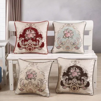 

48*48cm Cojines Cushion Cover Embroidery Flower Kussenhoe Home New Year Decorative Throw Pillows cojines decorativos para sofa