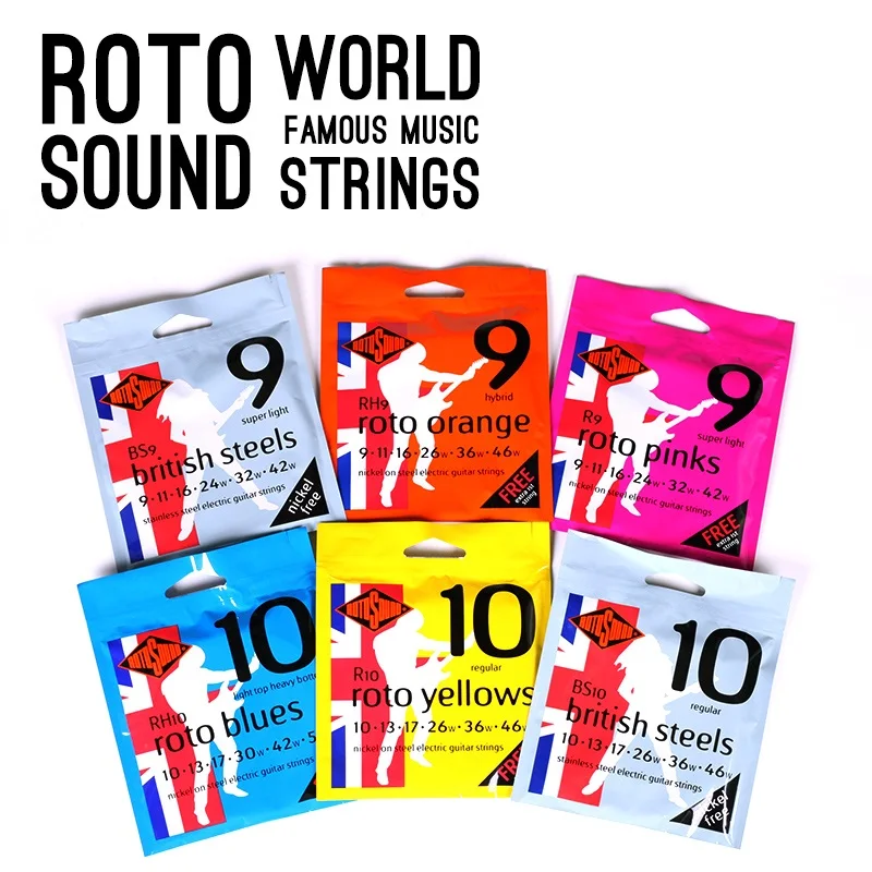 

Rotosound R8 R9 R10 RH9 RH10 Nickel on Steel Electric Strings / British Steels BS9 BS10 Stainless Steel Electric Guitar Strings