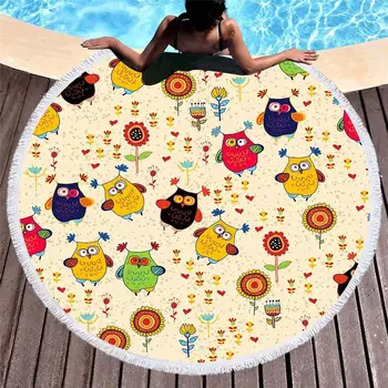 

2020 interesting animal element microfiber beach towel cartoon dinosaur small animal element printed adult round beach towel