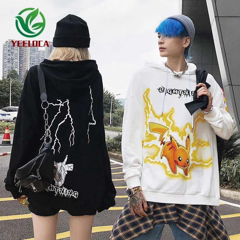 

2019 Dropshipping Autumn Winter Lightning Pikachu Anime Hoodie Youth Fashion Brand Design Sweatshirt Cotton Hip Hop