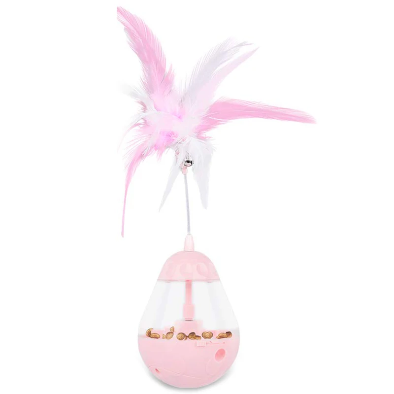 Pink Игрушки для кошек, 3 в 1, автоматическая вращающаяся электрическая игрушка для домашних животных с автоматическим вращающимся стаканом, игрушка для кошачьих перьев и еда - Цвет: Pink