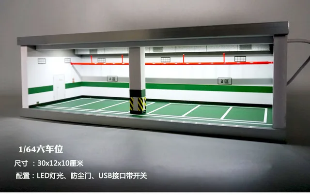 6 Spaces 1/64 Underground Parking Lot Garage  Placement Alloy Car Model Collection Display Scene Props 3
