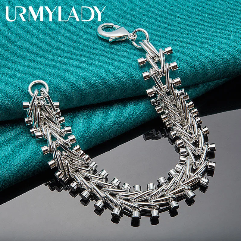 Браслет-цепочка URMYLADY из стерлингового серебра 925 пробы с двухрядными бусинами