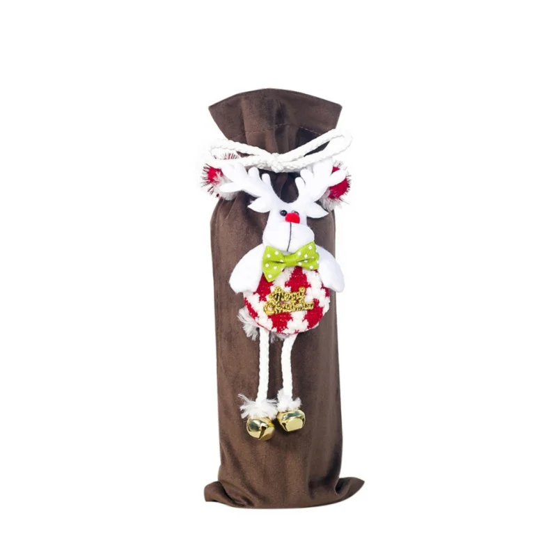 Wine Bottle Christmas Cover Santa Snowman Party Ornament Decor Table Xmas