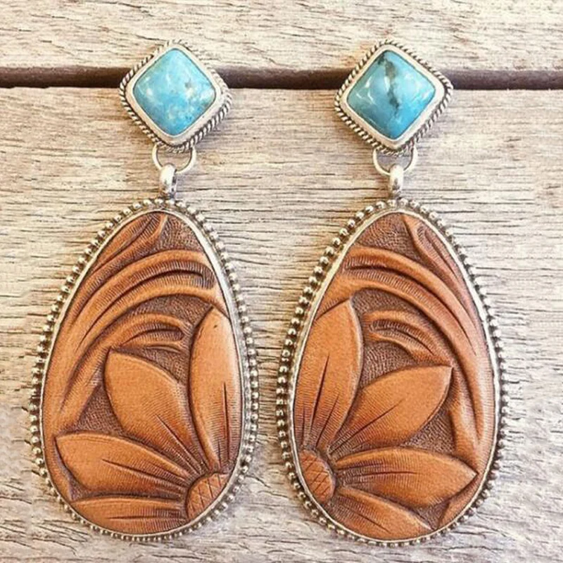 QCOOLJLY Boho Этнические каучук зеленого цвета Камень Висячие серьги для женщин Индийский Племенной Винтаж Серьги pendientes mujer moda
