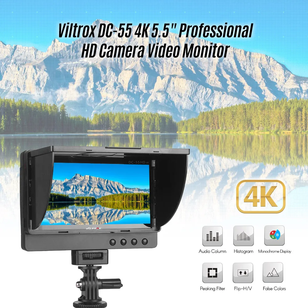 Viltrox DC-55 5," монитор камеры 1920*1080 HD монитор 4K HDMI AV Входная камера видеомонитор с адаптером питания