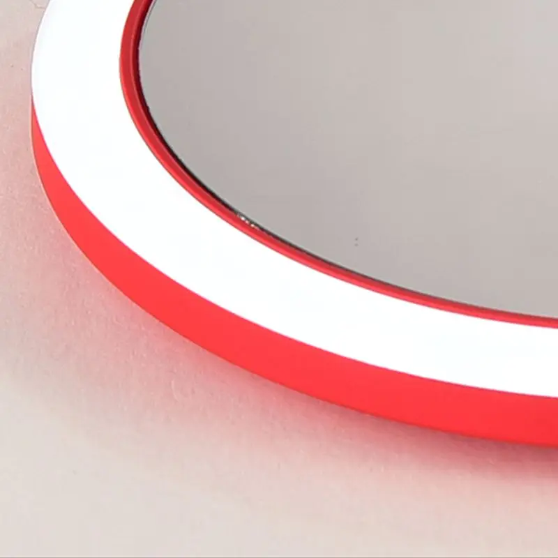 Wireless USB Charge LED Light Mini Circular Makeup Mirror Travel Cosmetic Mirror