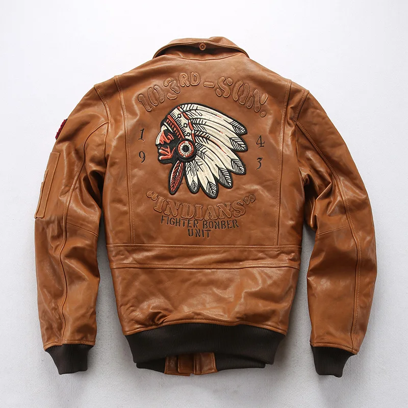 Flash Sale AZ1808 Read Description! Asian size men's cow leather jacket mens genuine cowhide leather vintage embroidery jacket