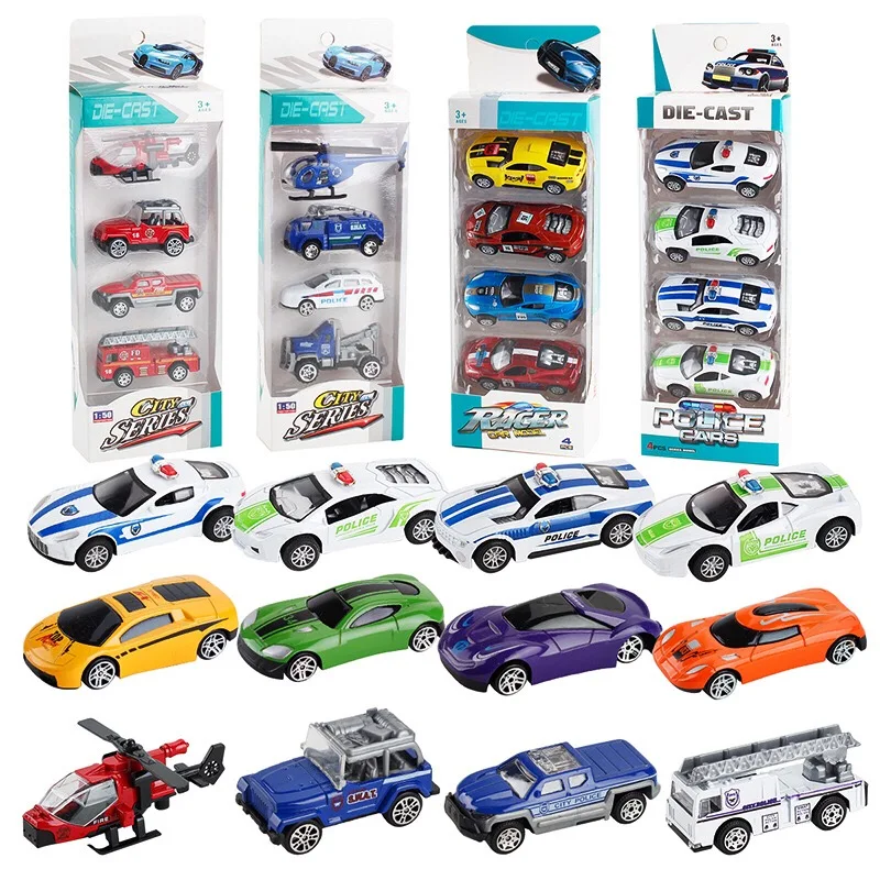 4 шт./комплект игрушечный гоночный автомобиль из металлического сплава|Наземный