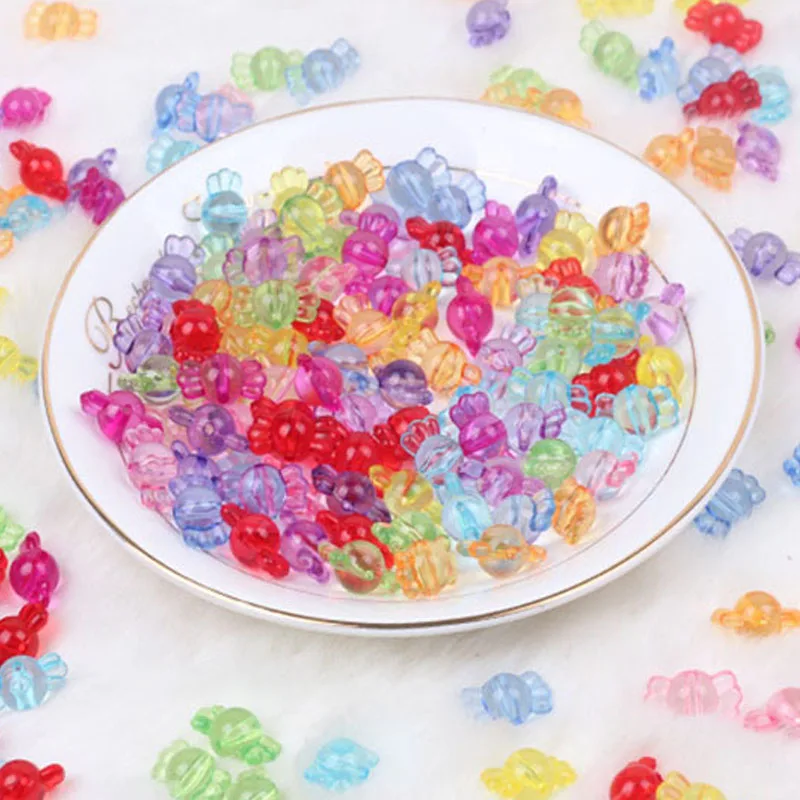 40pcs Cute Candy Shape Acrylic Beads DIY Candy Color Beaded Children's Toys Necklace Bracelet Jewelry Accessories Wholesale 16mm