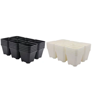 

NEW-30 Packs of Plastic Square Flower Pots, Seed Germination Flower Pots with Germination Holes, 3.90 Inches
