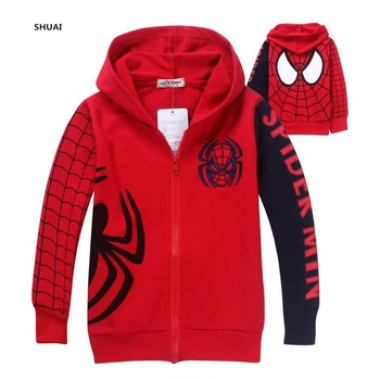 

2 Color Spiderman Boys Coat Cotton Hoodies For Boys Spider-Man Thin Jacket Spring Tutu Kids Clothes 2-7 Years Children Clothing