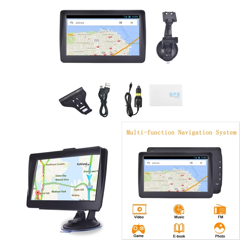 7-дюймовый автомобильный gps навигатор 8 Гб Портативный пожизненная Обновление карты говорят междувиткового навигации Системы