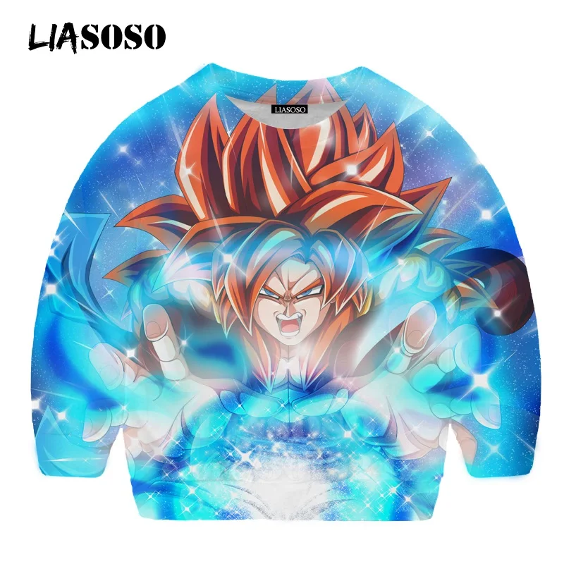 LIASOSO/Детская толстовка с Гоку для подростков и сына, футболка с 3D принтом Dragon Ball Z, детский топ, пуловер с круглым вырезом для мальчиков и девочек, толстовки для малышей, B157-33