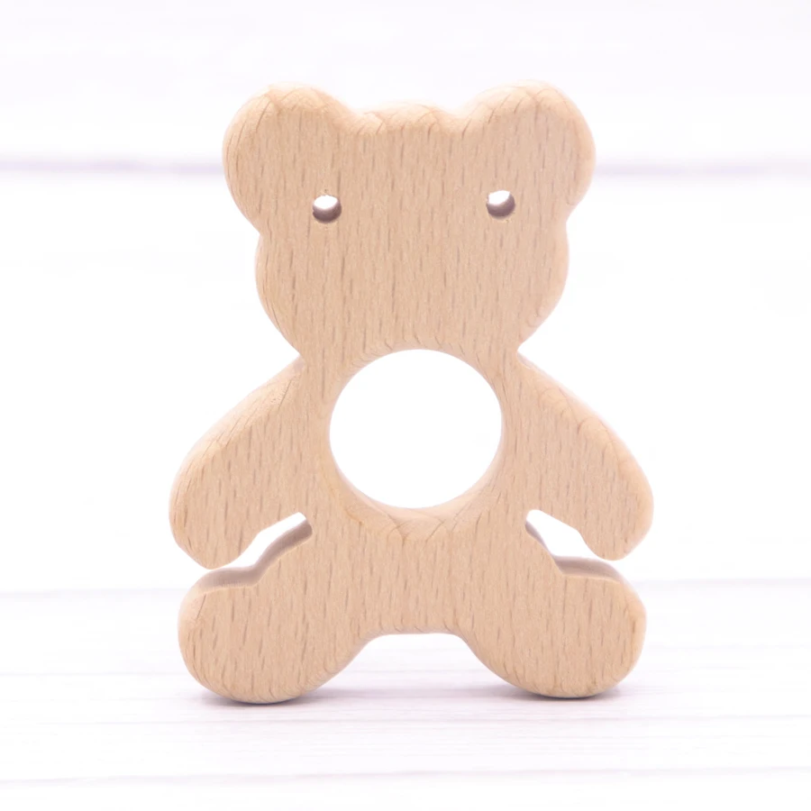 1pcs Baby Animal Natural Beech Teething Wooden Teether Rodent Tiny Rod Baby Teether Pendant For Pacifier Chain Teething Products 6