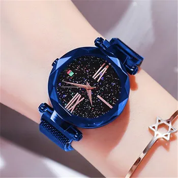 

2020 NEW Women Watch Mesh Magnet Buckle Starry Sky Casual Watch Luxury Ladies Geometric Surface Quartz Watches Relogio Feminino