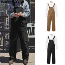 INCERUN, мужской комбинезон, сплошной цвет, повседневный прямой комбинезон, мешковатый, высокое качество, уличная мода, мужские комбинезоны, комбинезон, S-5XL