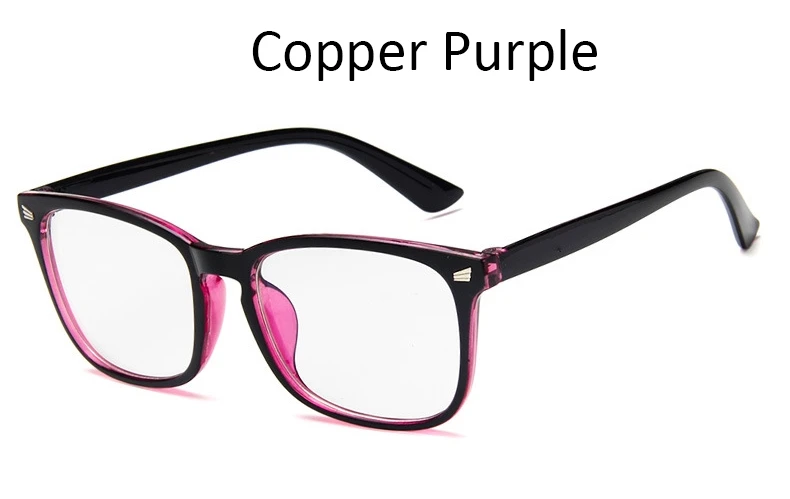 Женские очки, прозрачный синий светильник, классические квадратные очки для компьютера, оправа для очков Vitage, оправа для очков, модная оправа для очков - Цвет оправы: Copper Purple