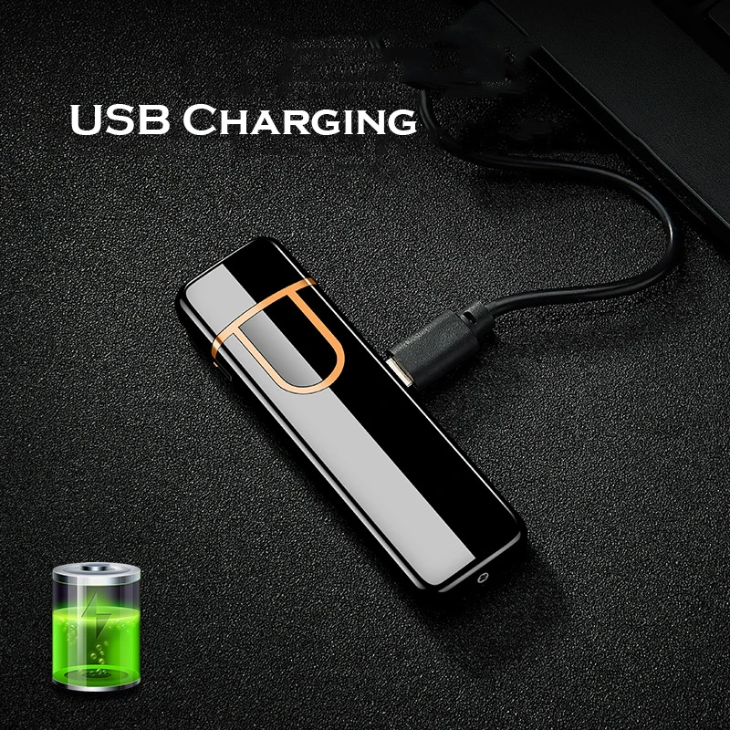 Металлическая ультратонкая электронная сигарета зажигалка USB перезаряжаемая