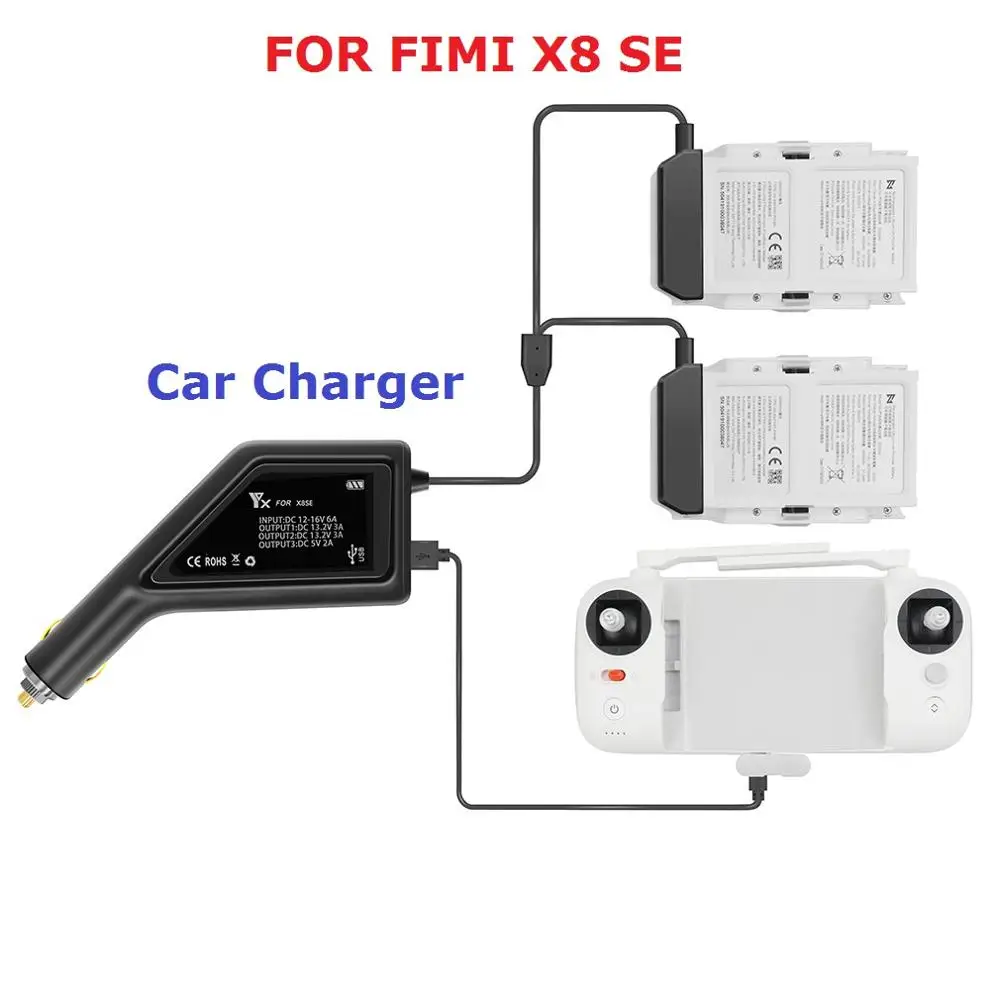 

3 in1 Car Charger Adapter Lipo Battery Remote Controller Charger Fast Charging for XiaoMi FIMI X8 SE RC Quadcopter Lipo Battery
