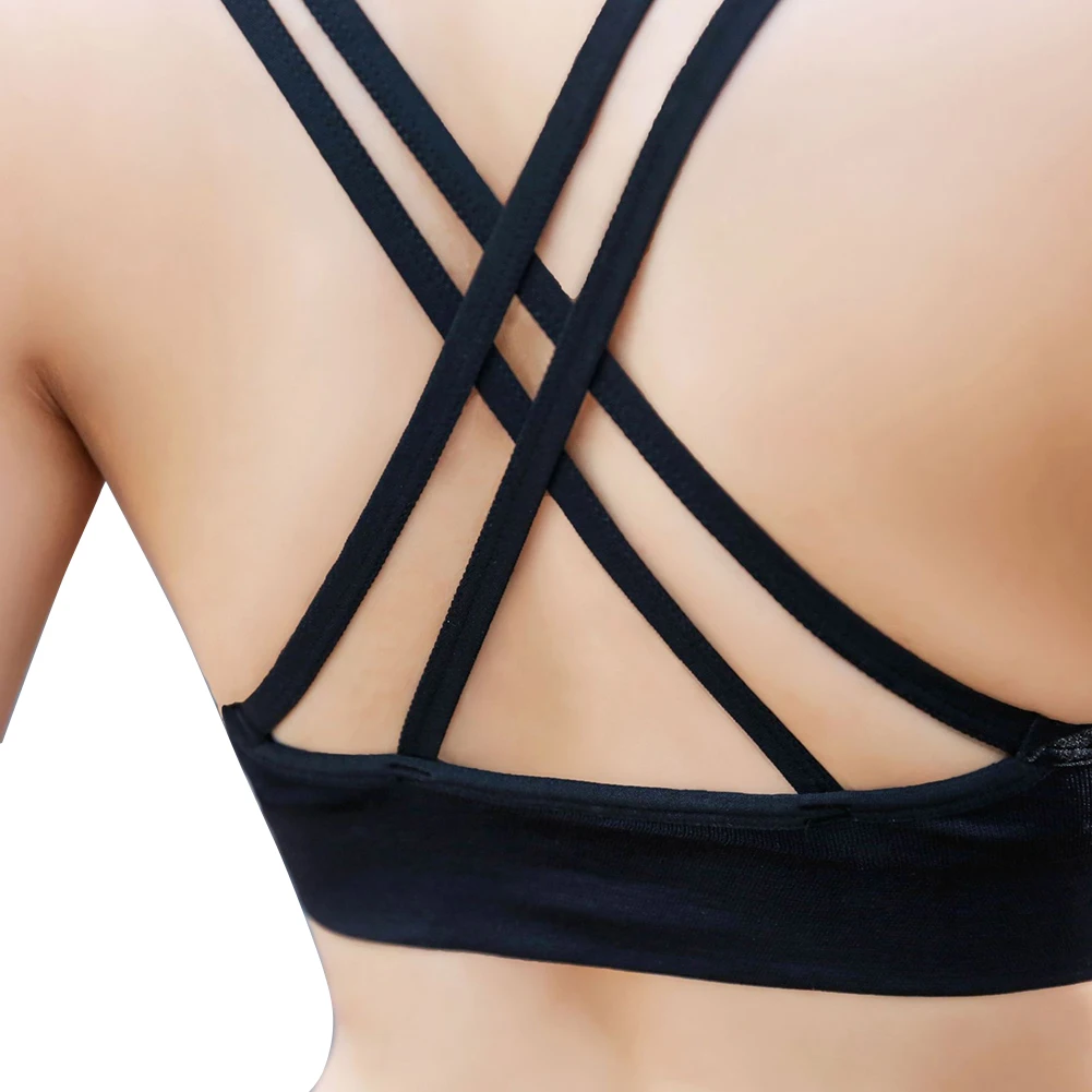 

Yoga Vest Solid Crossed Back Running Push Up Women Sports Bra Soft Breathable Gym Strong Support Elastic Workout Seamless