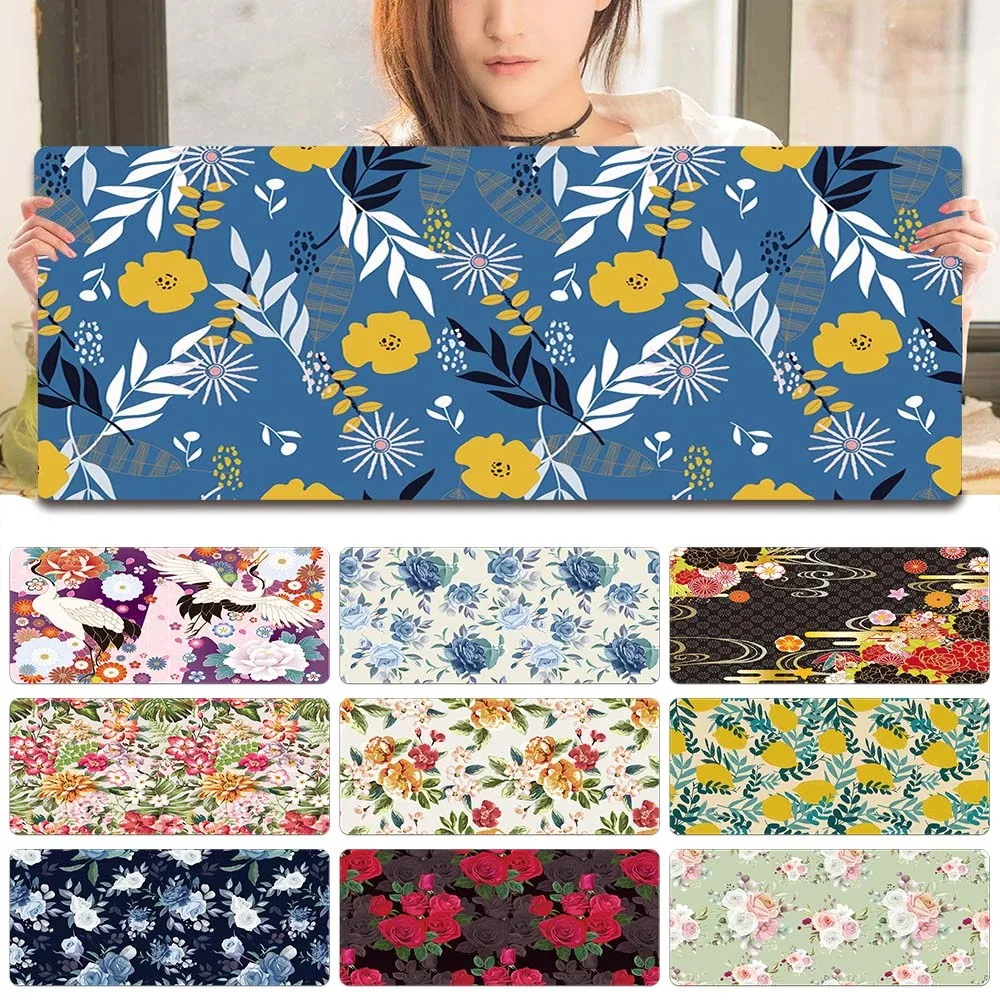 

Large Size Gamer Mouse Pad PU Leather Office Mouse Pad Flower Pattern Computer Keyboard Office Home High Quality Table Mat