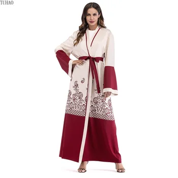 

Muslim Print Long Coat Woman Clothes Loose High Waist Long Sleeve Cardigan Maxi Trench Female Large Size Robes Femme T1640