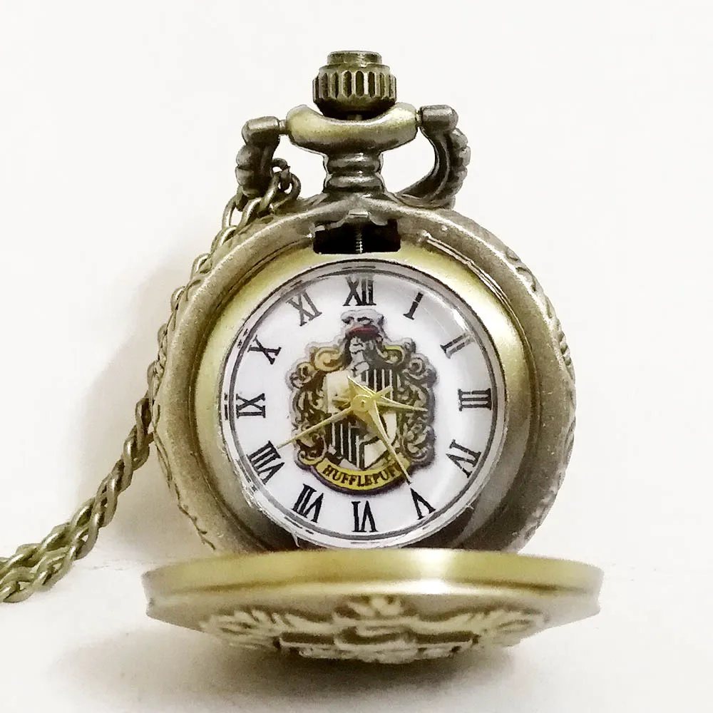 Small Bronze Badger Черный Ретро hp Hogwarts Gryffindor школьный цветной циферблат кварцевые карманные часы Аналоговые в виде кулона ожерелье Мужские Женские часы Reloj - Цвет: Small Bronze Badger