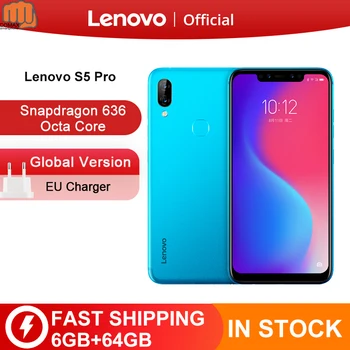 

Global Version 4G LTE Phones Lenovo S5 Pro 6GB 64GB Snapdragon 636 Octa Core Smartphone 20MP Quad Cameras 6.2inch Octa Core