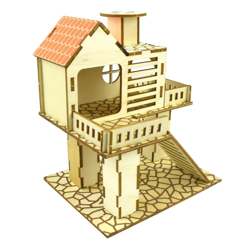 Hamster House Wooden Nesting Habitat Small Animals Natural Play Villa Climbing for Pet Sleep 5 - Image 2