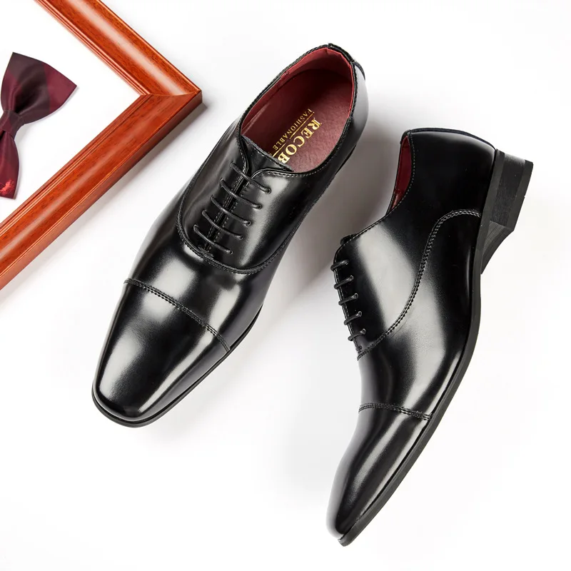 Leather Shoes Business New Fashion Men Dress Shoes Leather Men Wedding Oxford Shoes Lace-Up Office Suit Men's Casual Luxury Formal