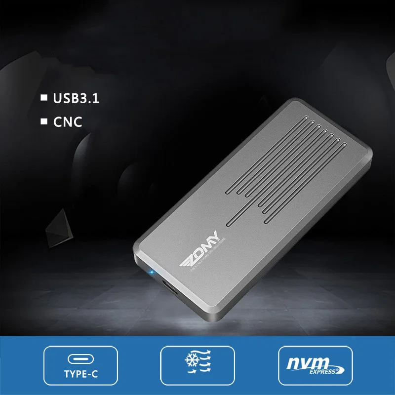 NVME M.2 SSD Fällen Typ-c Port High Speed Übertragung Festplatte Gehäuse Wärmeableitung Tiefe Grau