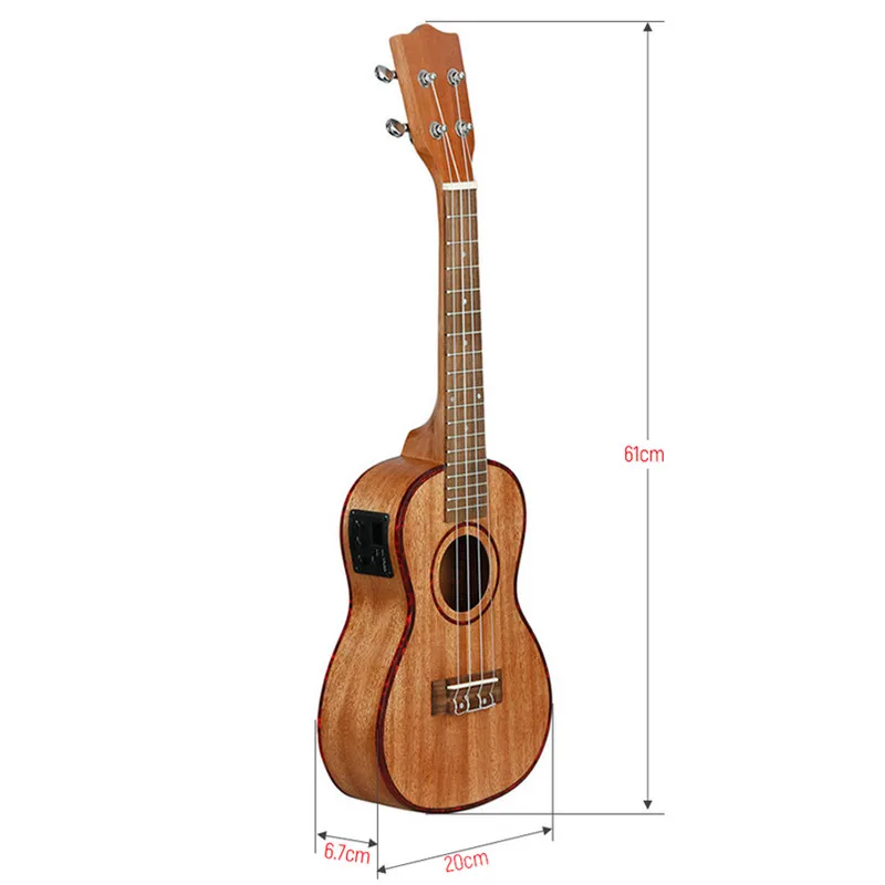 24 дюйма миниатюрная гитара укулеле-раковина абалона, Sapele Ukulele нейлоновыми струнами High-end 2-ступенчатый пикап ЖК-дисплей Дисплей Профессиональный музыкальный инструмент