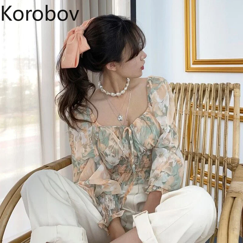 Летняя женская блузка Korobov винтажная в Корейском стиле новинка 2020 шикарные