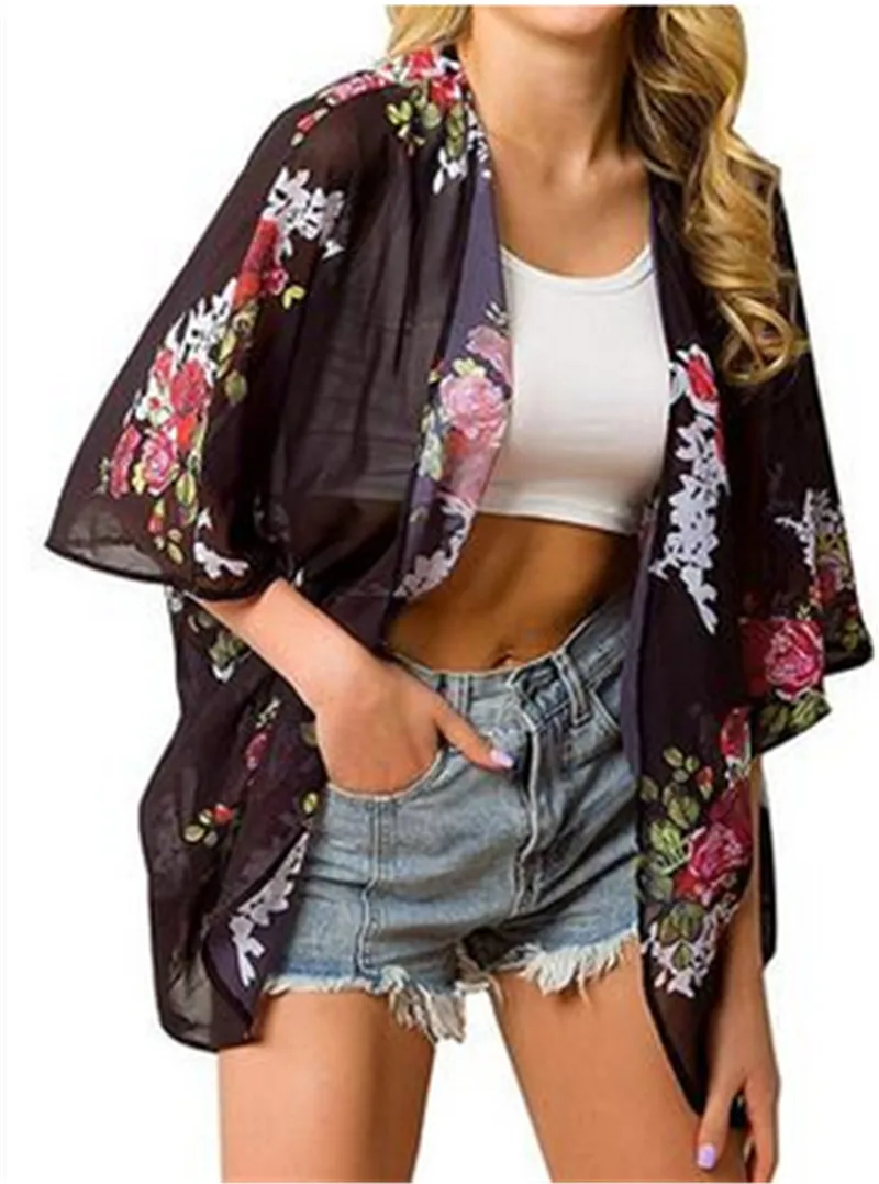 Style4 Womens Chiffon Bikini Cover Up Swimwear Beach Wrap Kimono Cardigan Kaftan Summer - Цвет: Style4
