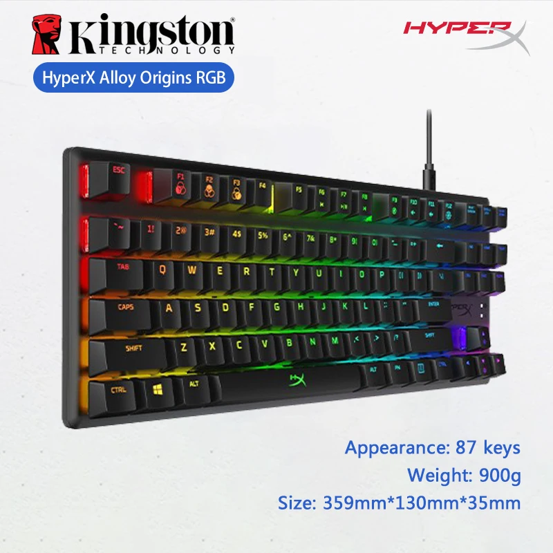 Механическая клавиатура HyperX из металлического сплава игровая с 87 клавишами Aqua
