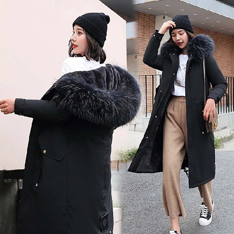 

Large Size Parka Women's 2019 Autumn And Winter New Style Rex Rabbit Fur Inner Wearing Fox Large Fur Collar Deconstructable Mid-