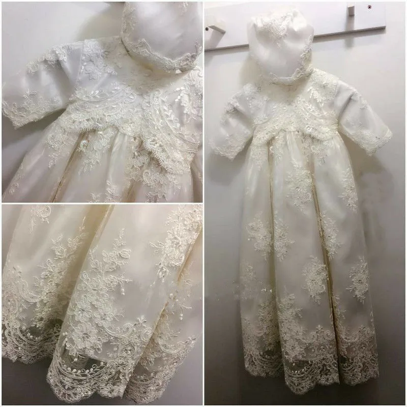 Wit Ivoor Baby Doopjurk Doop Jurk Kinderen Verjaardag Gown Party Kant Half Mouw Doopjurk Custom Made Wit Ivoor Baby Doopjurk Doop Jurk Kinderen Verjaardag Gown Party Kant Half Mouw Doopjurk Custom Made